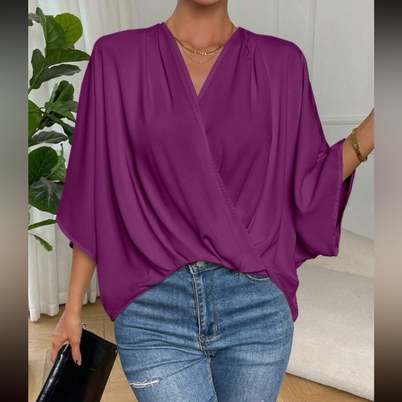 Boho batwing sleeve wrap blouse - Picture 13 of 14